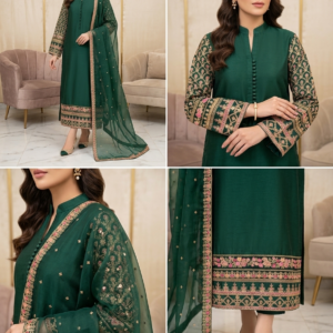 3-Piece Embroidered Silk Fabric